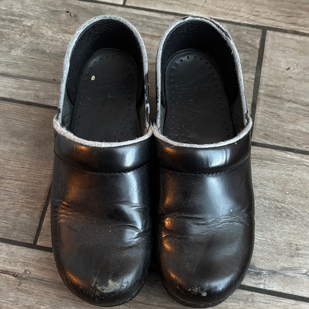 Dansko Black Leather Mules